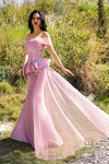 Formal Dresses  Fitted Long Formal Peplum Evening Dress Rose