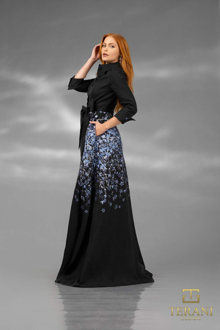 Mother of the Bride Dresses Long Mother of the Bride Floral Formal Dress Black Blue