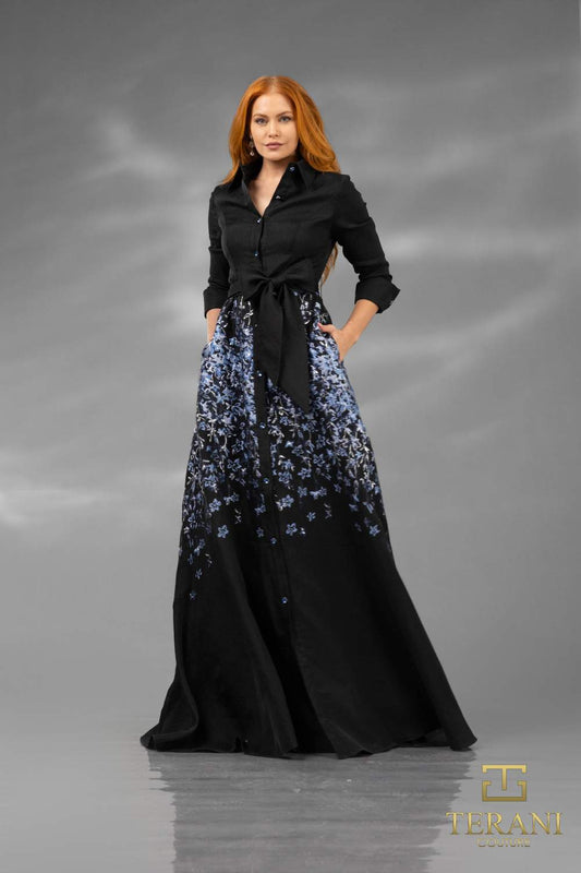 Mother of the Bride Dresses Long Mother of the Bride Floral Formal Dress Black Blue
