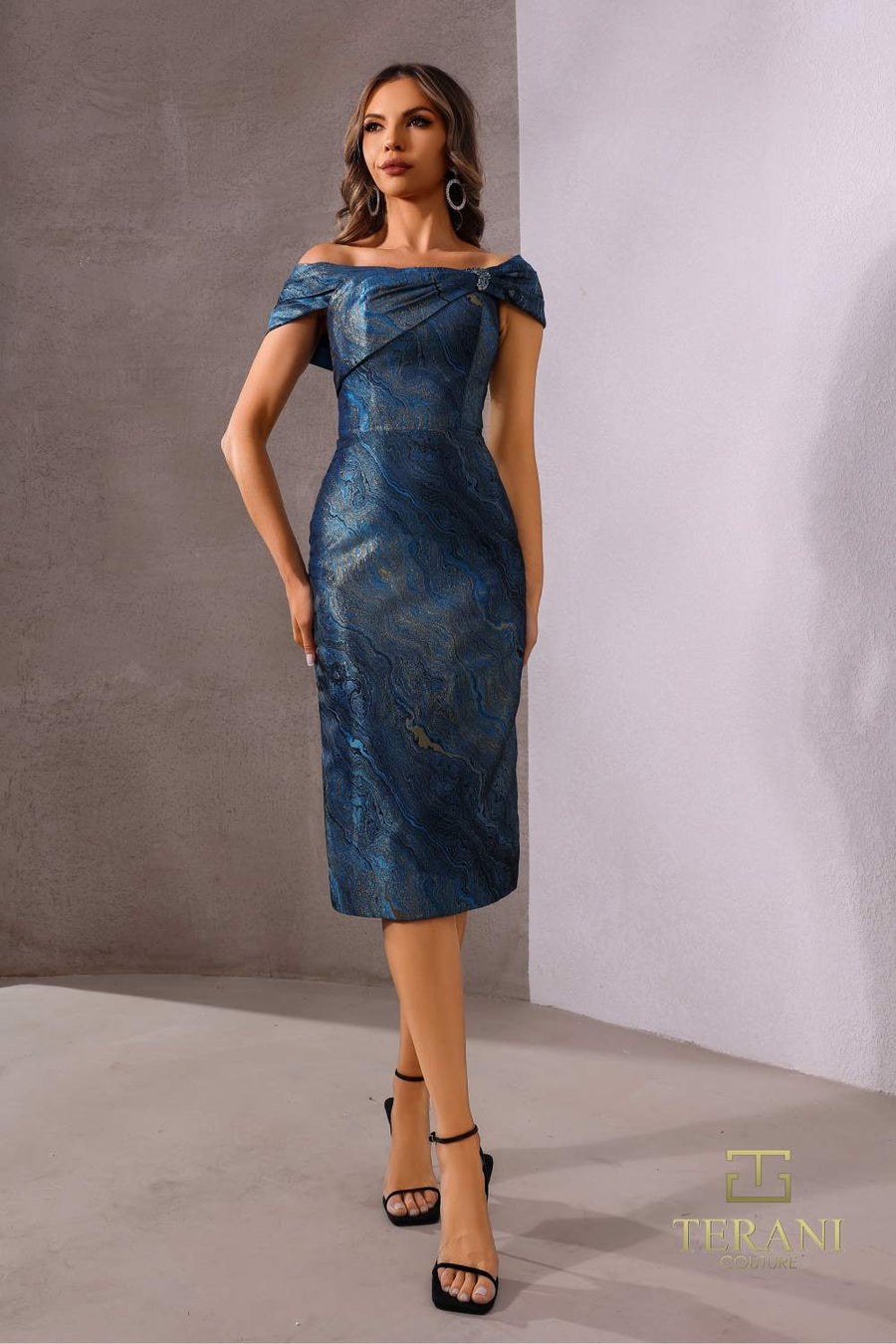 Cocktail Dresses Bodycon Fitted Short Cocktail Dress Teal Gold