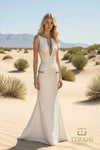 Formal Dresses Long Formal Metallic Evening Dress Cream