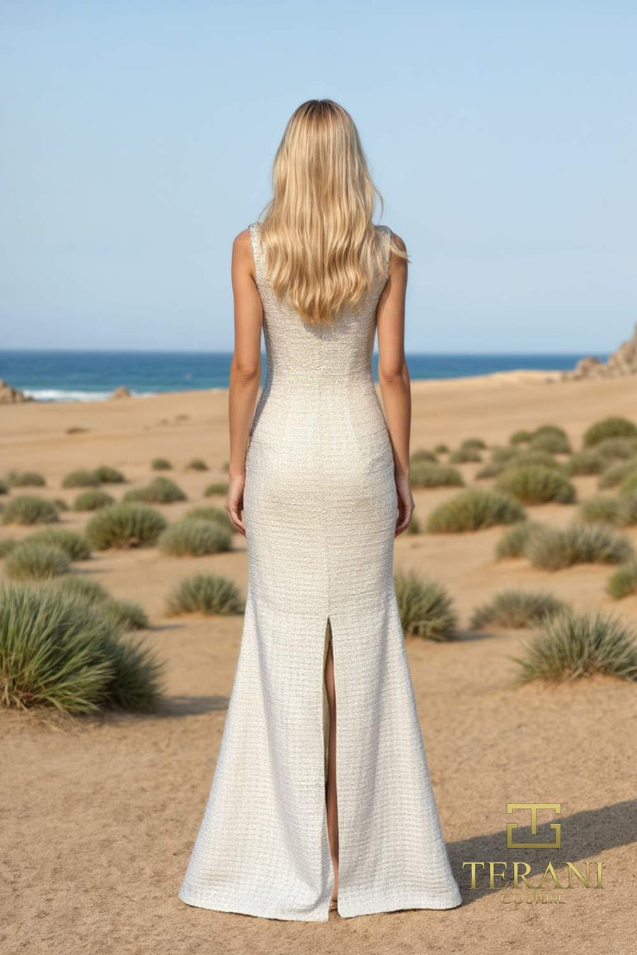 Formal Dresses Long Formal Metallic Evening Dress Cream