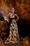 Formal Dresses Metallic Long Formal Evening Dress Coffee Gold