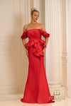 Formal Dresses Long Formal Slit Peplum Evening Dress Red