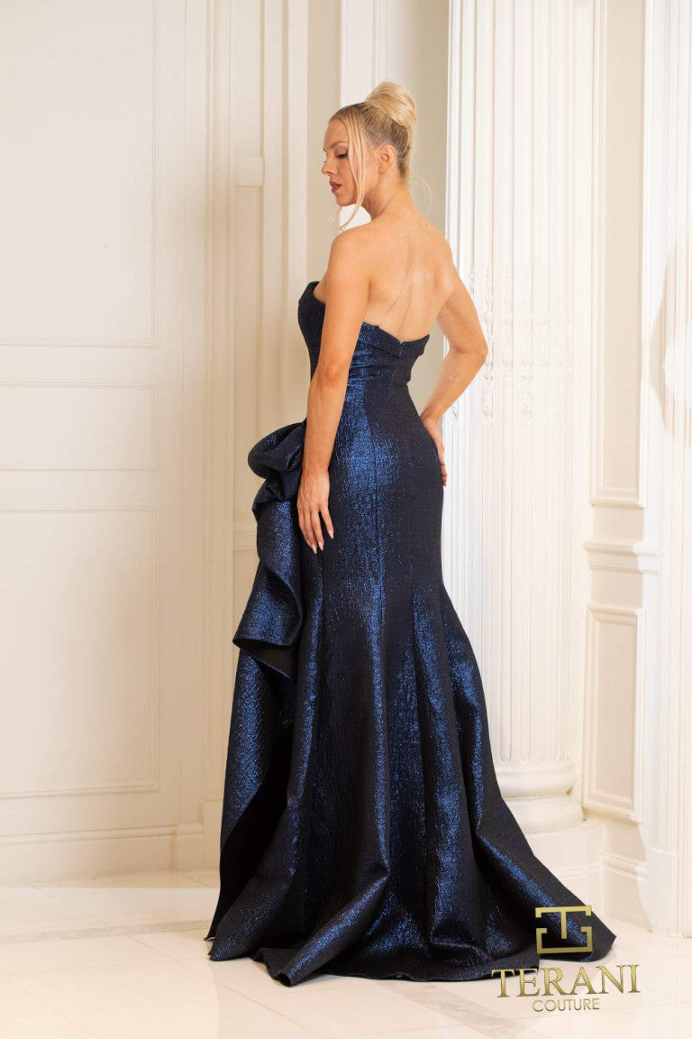 Prom Dresses Long Evening Formal Metallic Prom Dress Navy