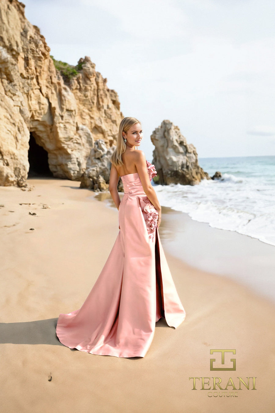 Formal Dresses Long Formal Overskirt Bodycon Evening Dress Rose