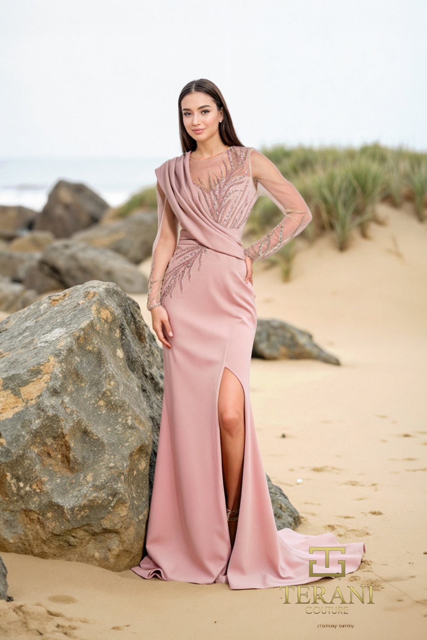 Mother of the Bride Dresses Long Sleeve Mother of the Bride Formal Dress Dusty Rose