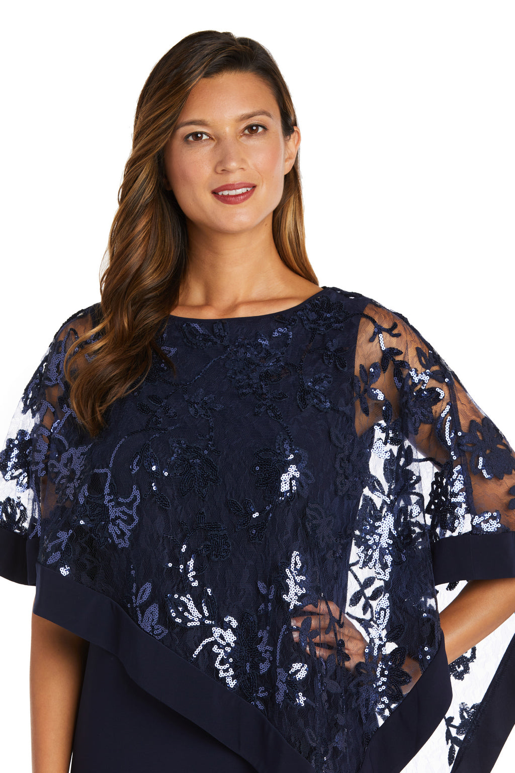 Mother of the Bride Dresses Long Sequin Mother of the Bride Poncho Dress Navy