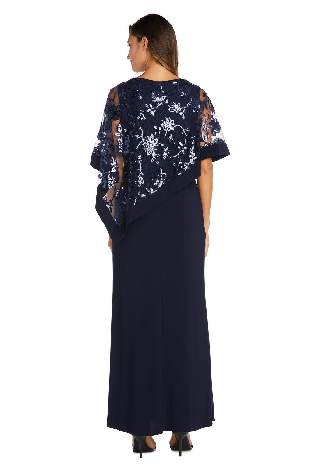 Mother of the Bride Dresses Long Sequin Mother of the Bride Poncho Dress Navy