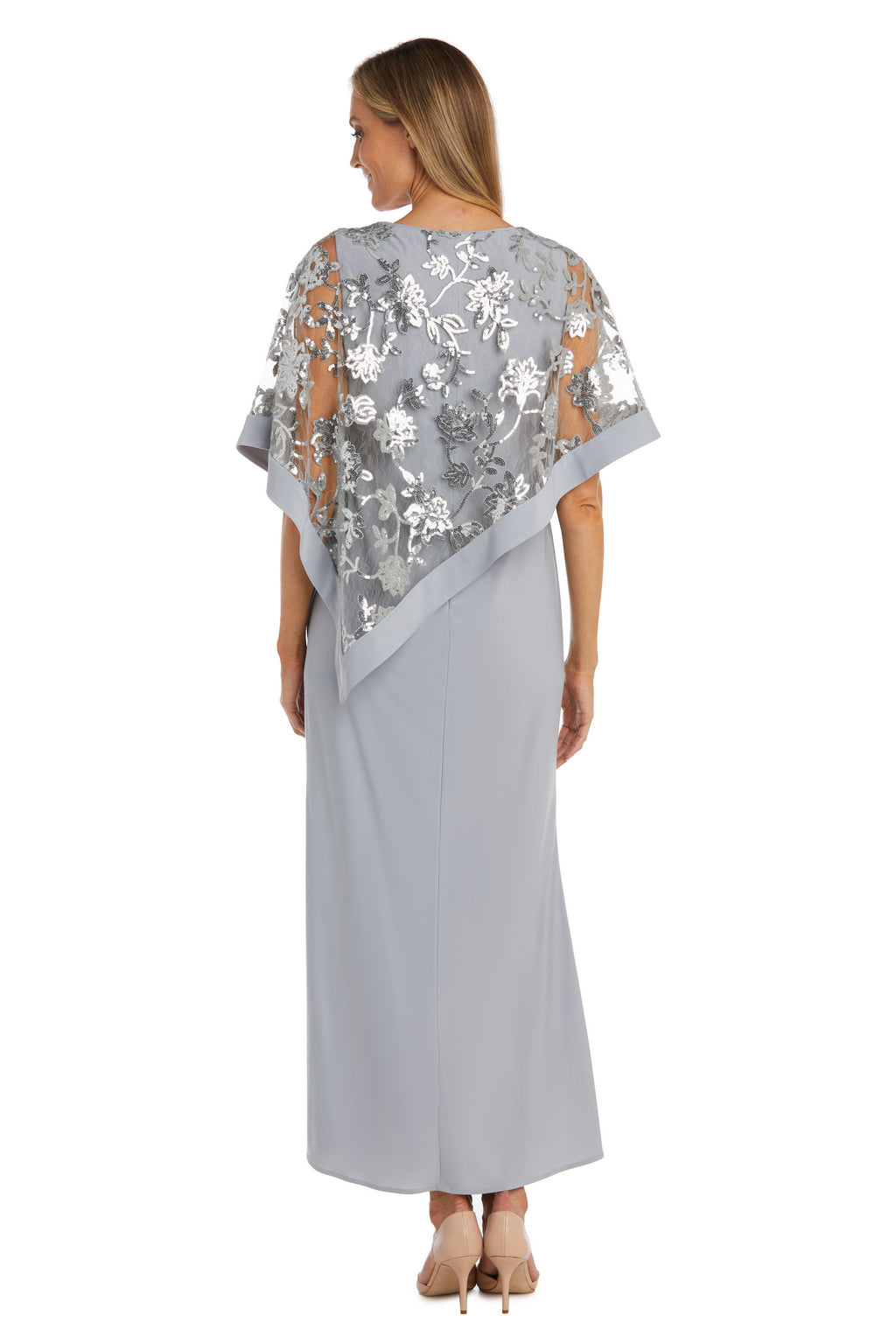 Mother of the Bride Dresses Long Sequin Mother of the Bride Poncho Dress Silver