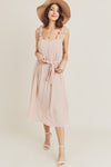 Cocktail Dresses Sleeveless Ruffle Strap Midi Dress Dusty Pink