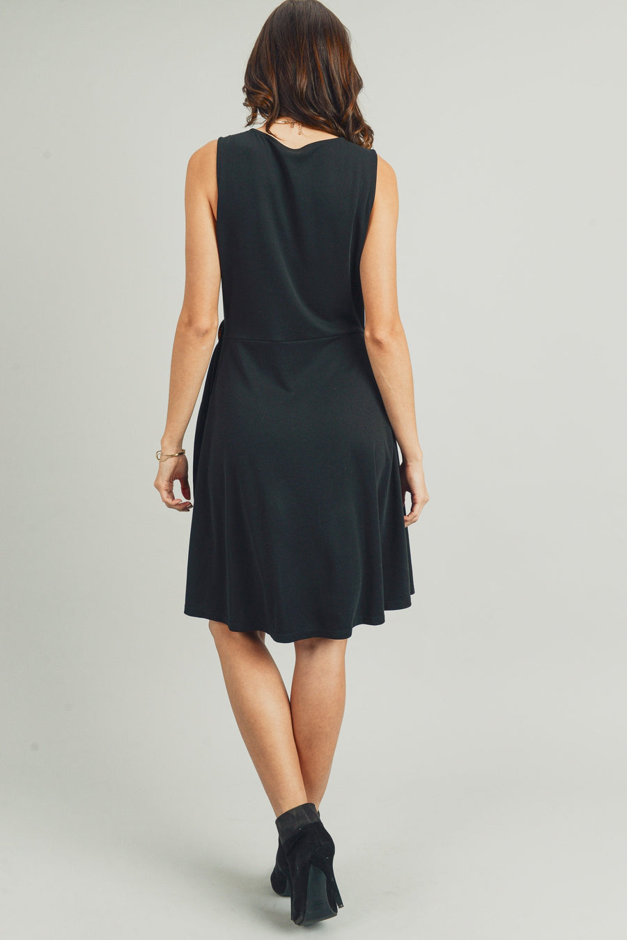 Cocktail Dresses Short Sleeveless Wrap Dress Black