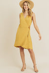 Cocktail Dresses Short Sleeveless Wrap Dress Honey Mustard