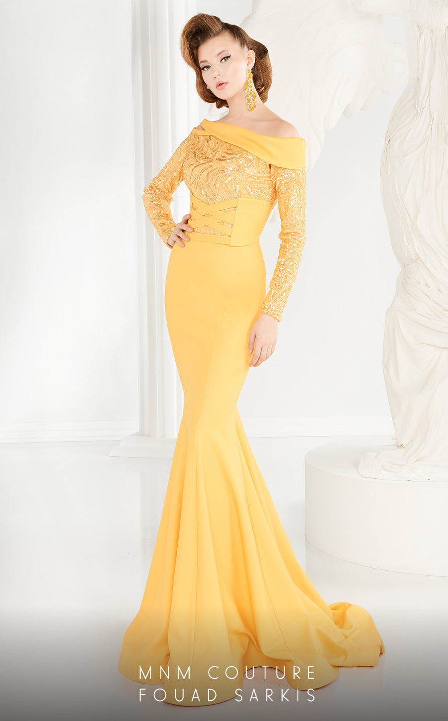 Formal Dresses Long Formal Mermaid Beaded Evening Dress Yellow