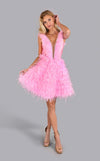 Cocktail Dresses Homecoming Feather Short Cocktail Dress Bubble Gum