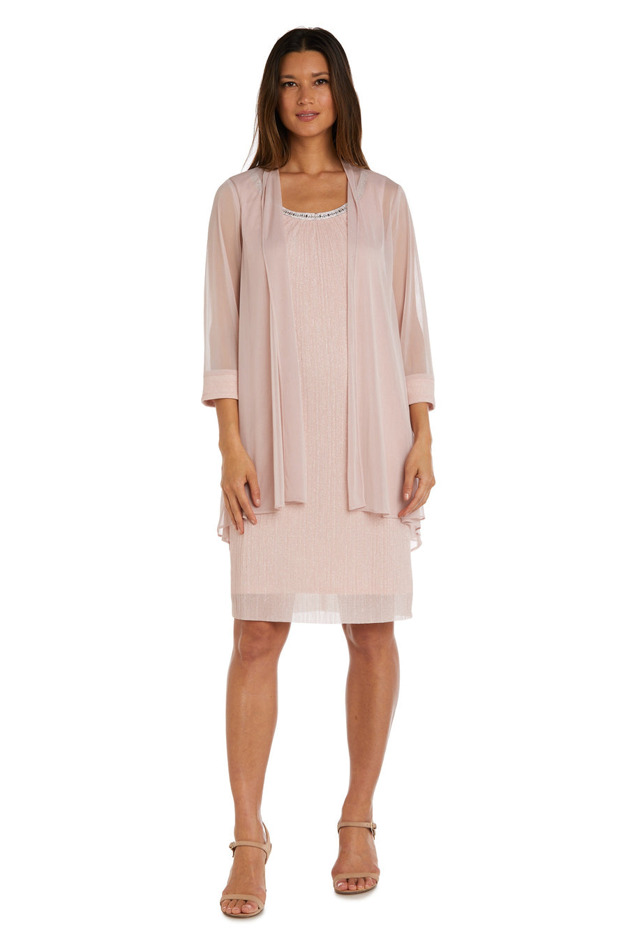 Mother of the Bride Dresses Glitter Short Two Piece Mother of the Bride Jacket Dress Blush