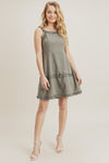 Cocktail Dresses Short Sleeveless Frilled Dress Charcoal Blush