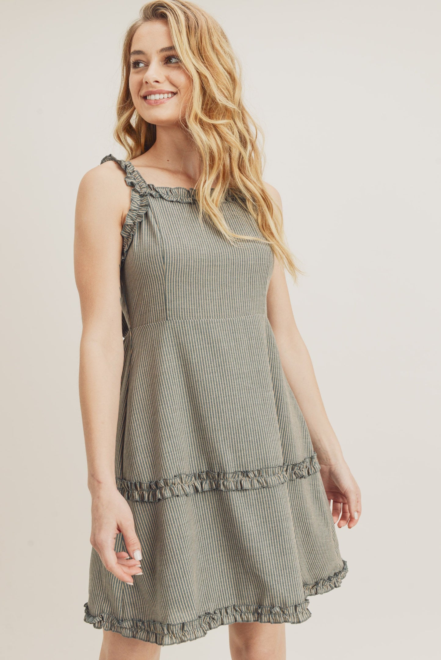 Cocktail Dresses Short Sleeveless Frilled Dress Charcoal Blush