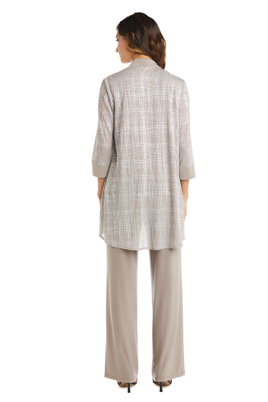 Pant Suit Metallic Printed Pant Suit Jacket Set Champagne