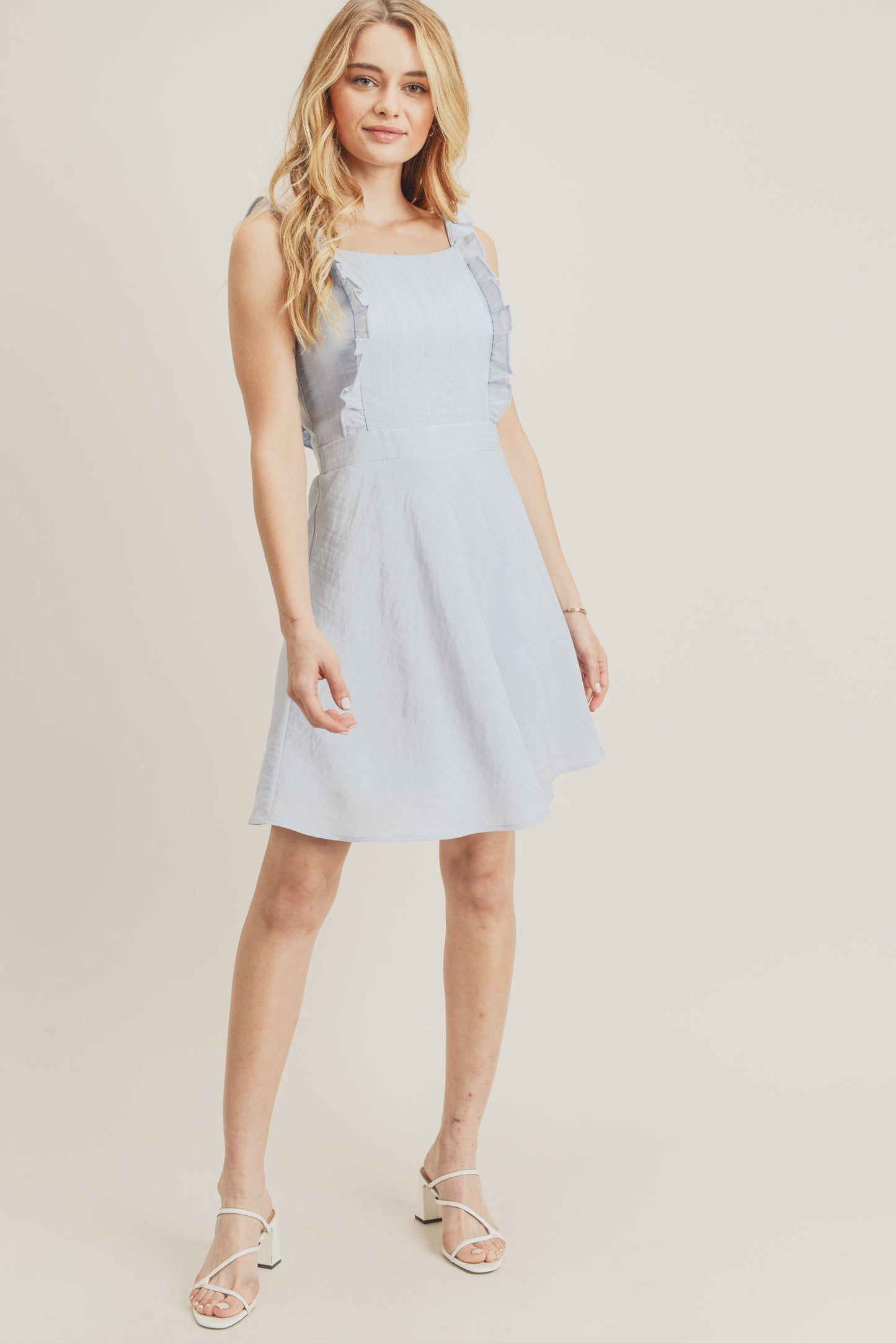 Cocktail Dresses Short Sleeveless Frilled Strap Dress Ice Blue