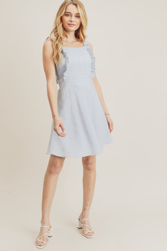 Cocktail Dresses Short Sleeveless Frilled Strap Dress Ice Blue