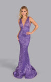 Prom Dresses Fitted Sequin Long Formal Evening Prom Dress Lavender Mist