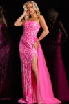 Prom Dresses Side Tail Fitted Long Formal Prom Dress Neon Pink