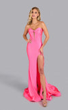 Prom Dresses Formal Long Evening Fitted Corset Slit Prom Dress Bubble gum