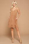Cocktail Dresses Short Spaghetti Strap Pocket Dress Mocha