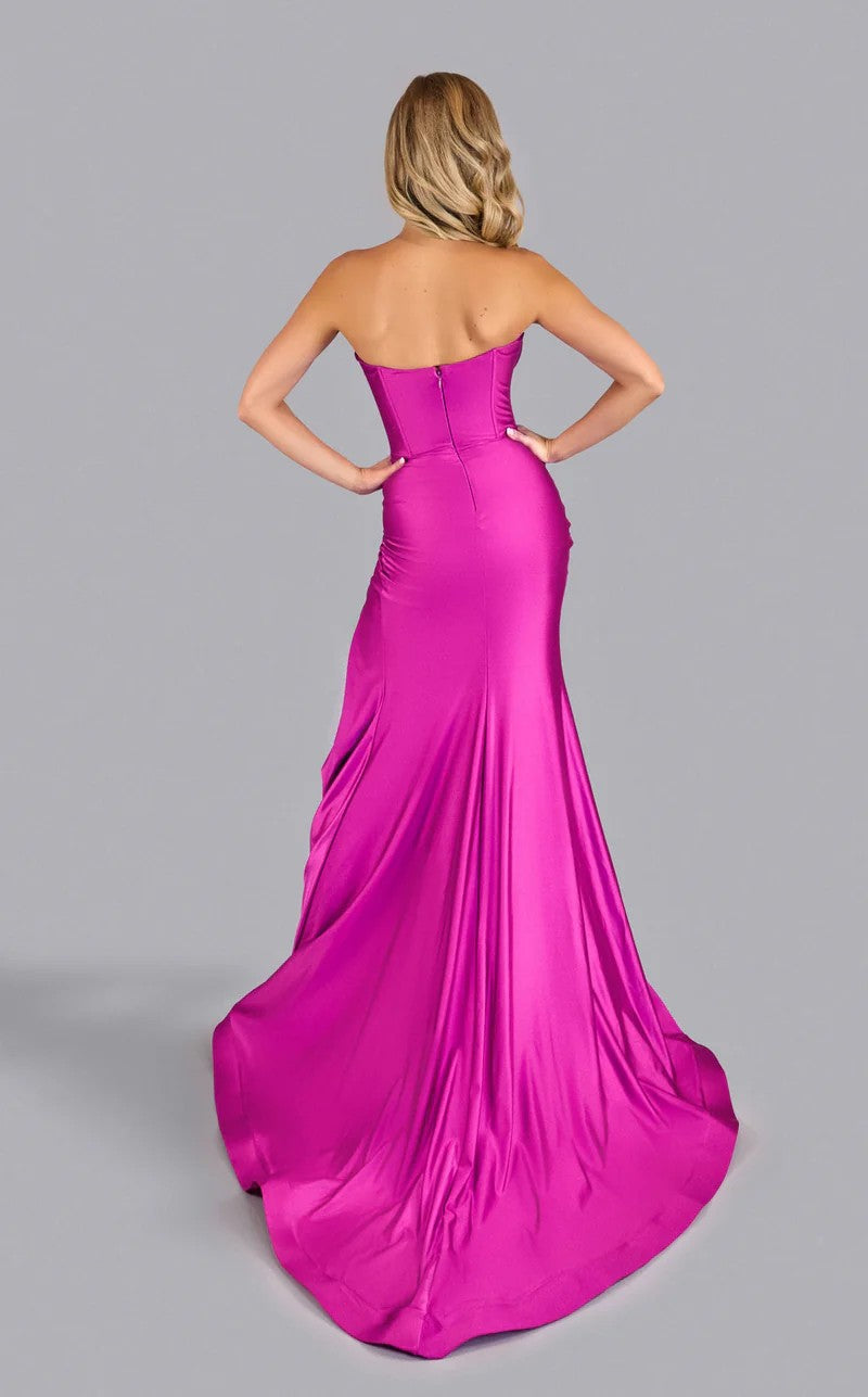Prom Dresses Long Formal Prom Slit Evening Dress Fuchsia