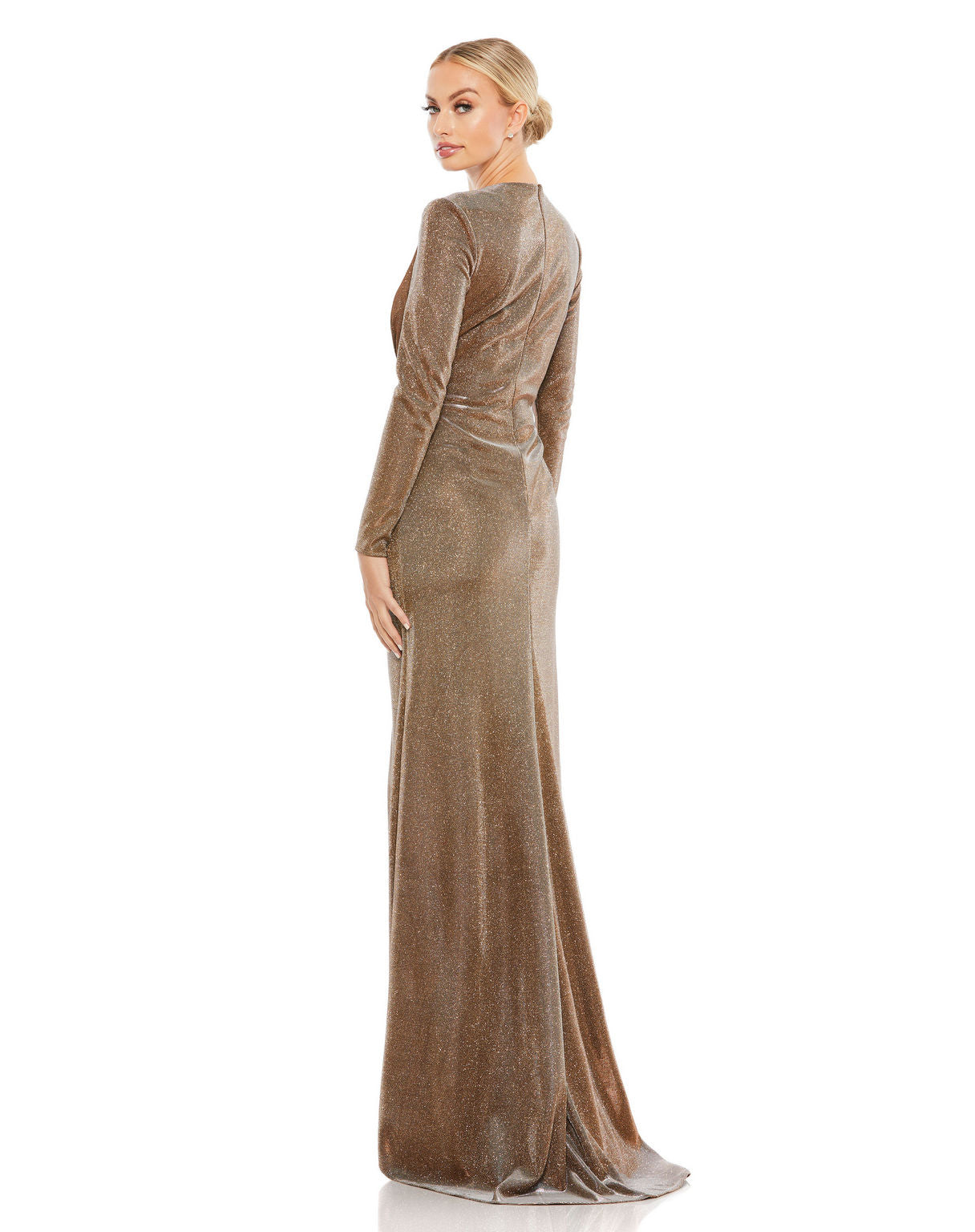 Formal Dresses Long Sleeve Front Twist Formal Prom Dress  Bronze