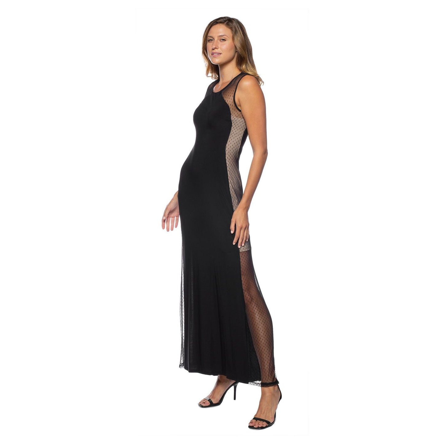 Formal Dresses Long Sleeveless Side Panel Dress Black Nude