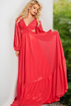 Prom Dresses Long Sleeve Ruched Formal Prom Dress Coral