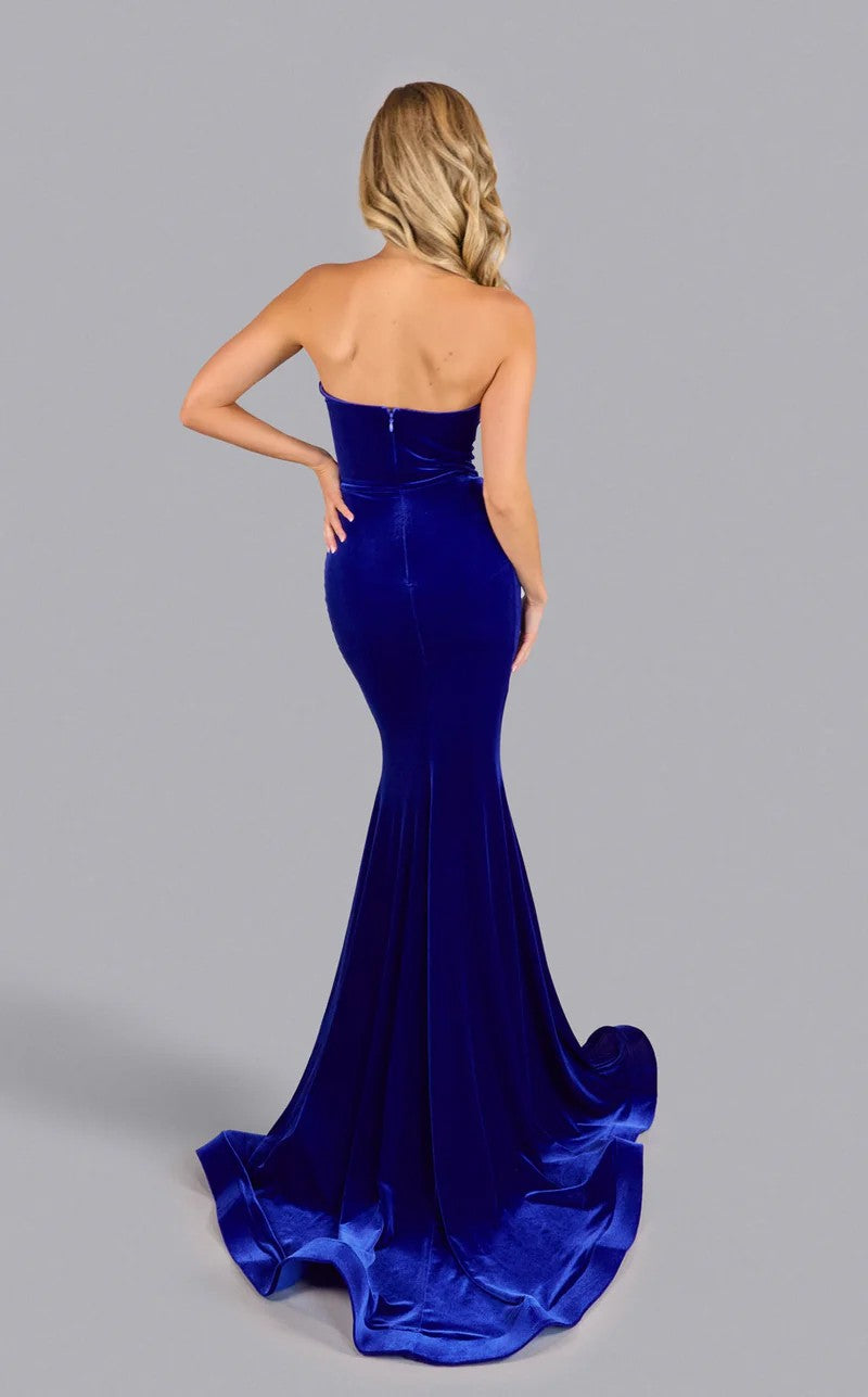 Prom Dresses Fitted Long Formal Velvet Prom Dress Royal
