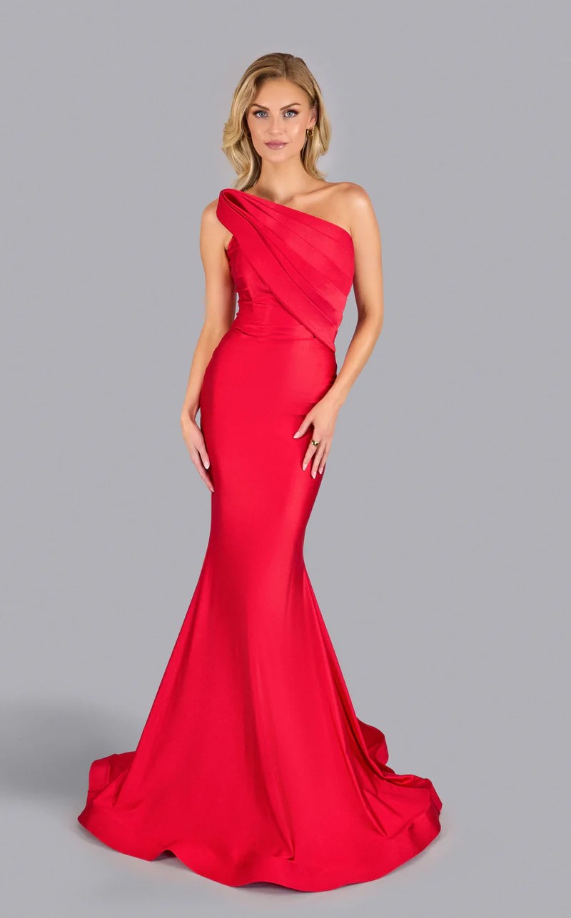 Prom Dresses Long Mermaid Formal Pleated Prom Dress Red