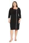 Plus Size Dresses Short Fitted Plus Size Cocktail Knee Length Dress Black