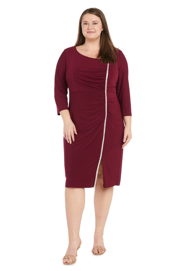 Plus Size Dresses Short Fitted Plus Size Cocktail Knee Length Dress Merlot
