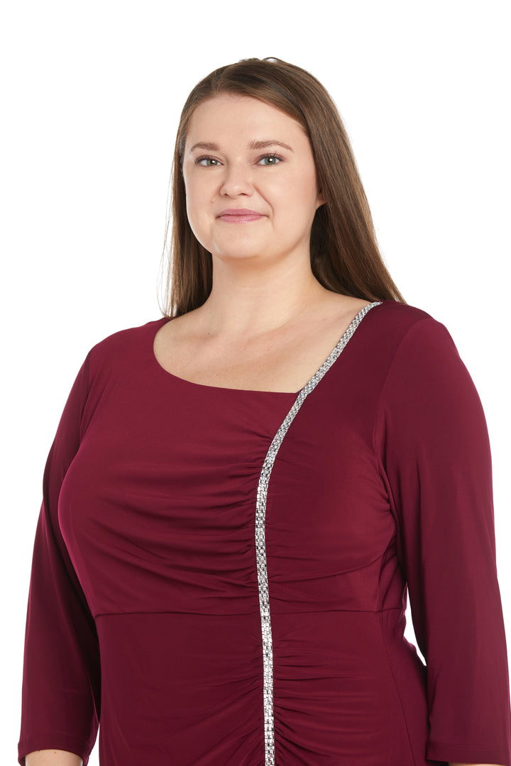 Plus Size Dresses Short Fitted Plus Size Cocktail Knee Length Dress Merlot