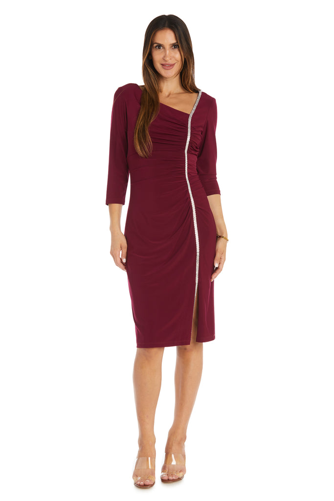 Cocktail Dresses Short Fitted Cocktail Knee Length Dress Merlot