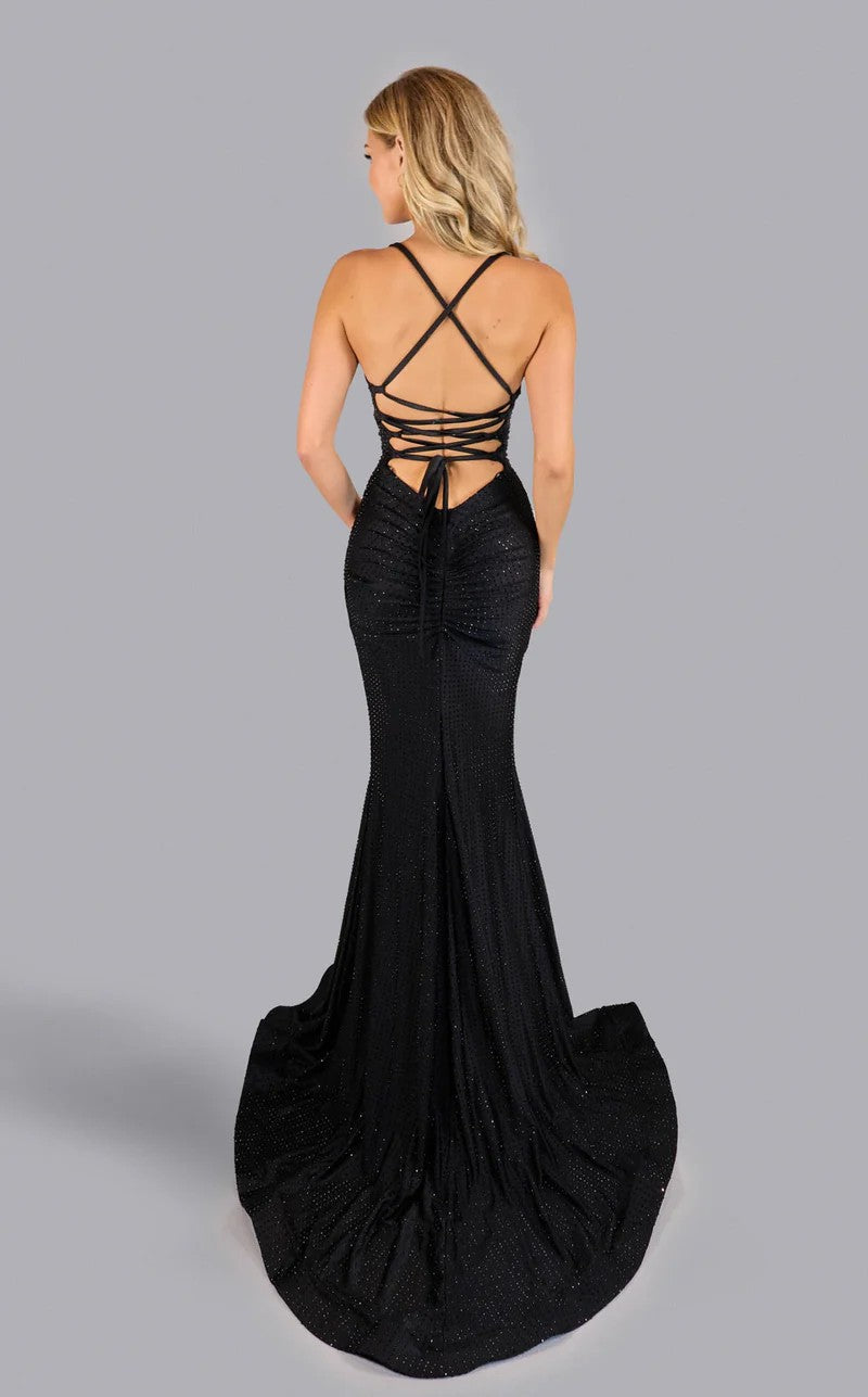 Prom Dresses Fitted Long Formal Evening Slit Prom Dress Black