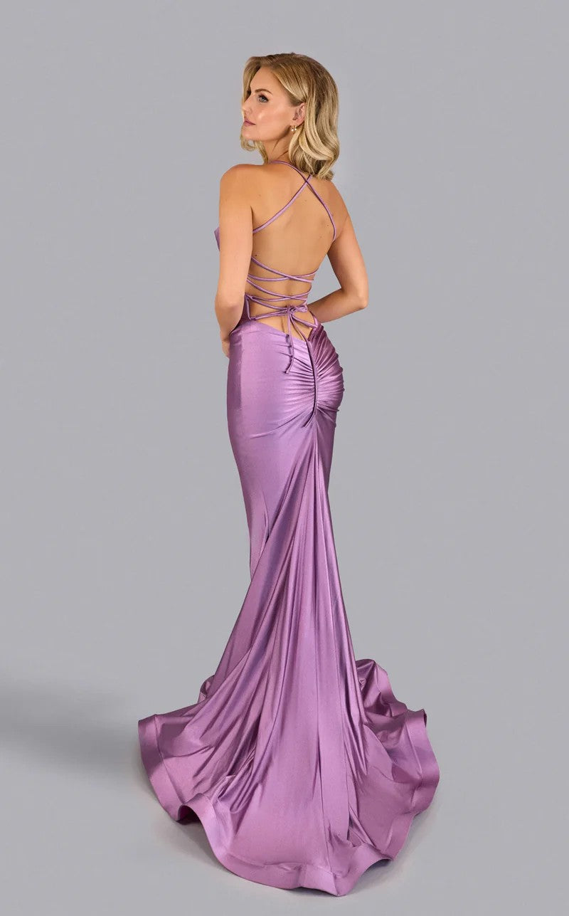 Prom Dresses Fitted Long Formal Evening Slit Prom Dress Lavender Mist