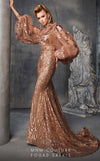 Formal Dresses Fitted Long Sleeve Sequin Formal Evening Dress Gold