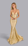 Prom Dresses Prom Fitted Formal Long Evening Dress Light Gold