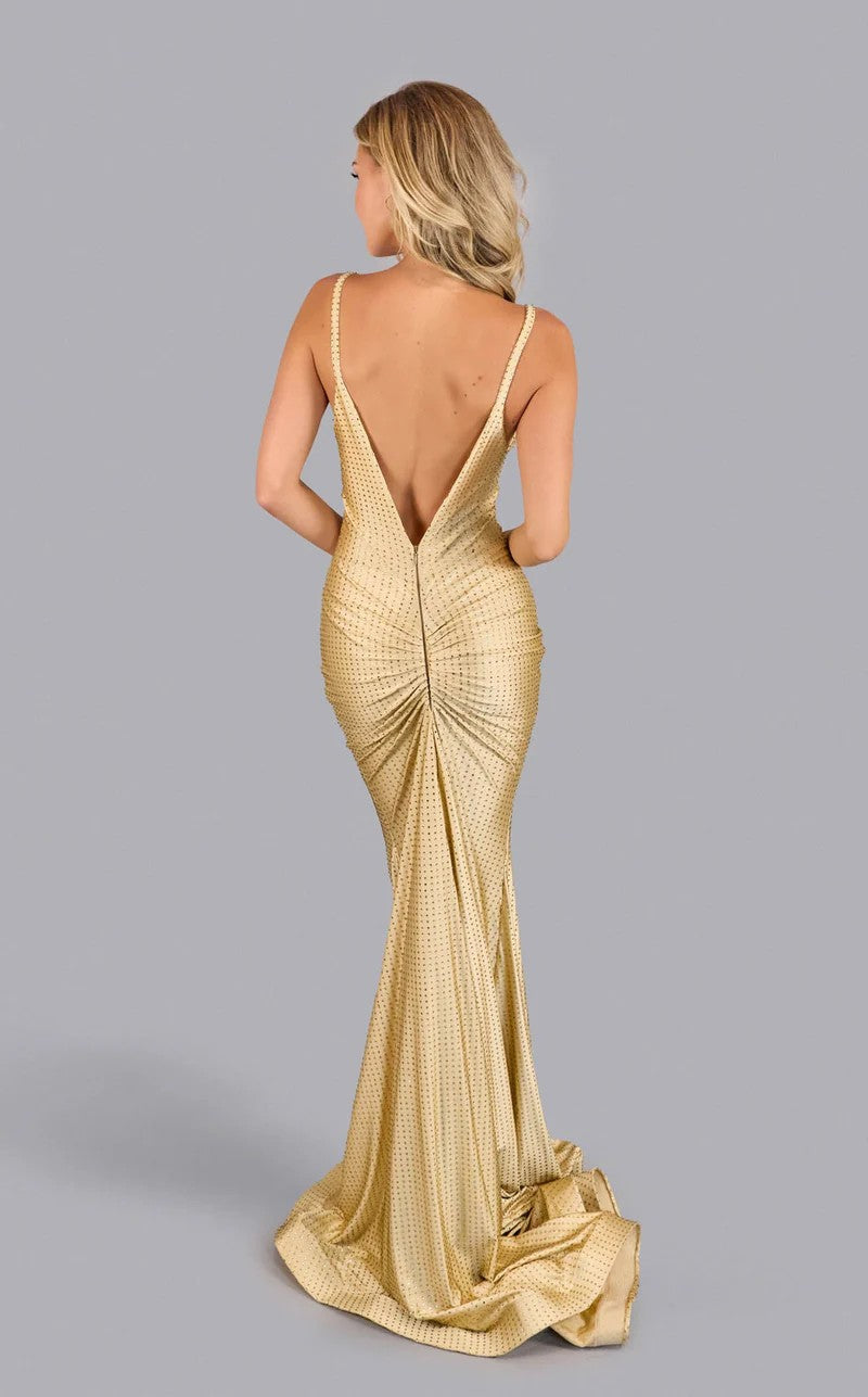 Prom Dresses Prom Fitted Formal Long Evening Dress Light Gold