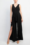 Jumpsuit Ruffle Hem Formal Jumpsuit   BLACK