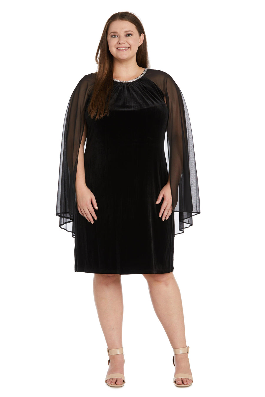 R&M Richards 2641W Short Plus Size Velvet Dress