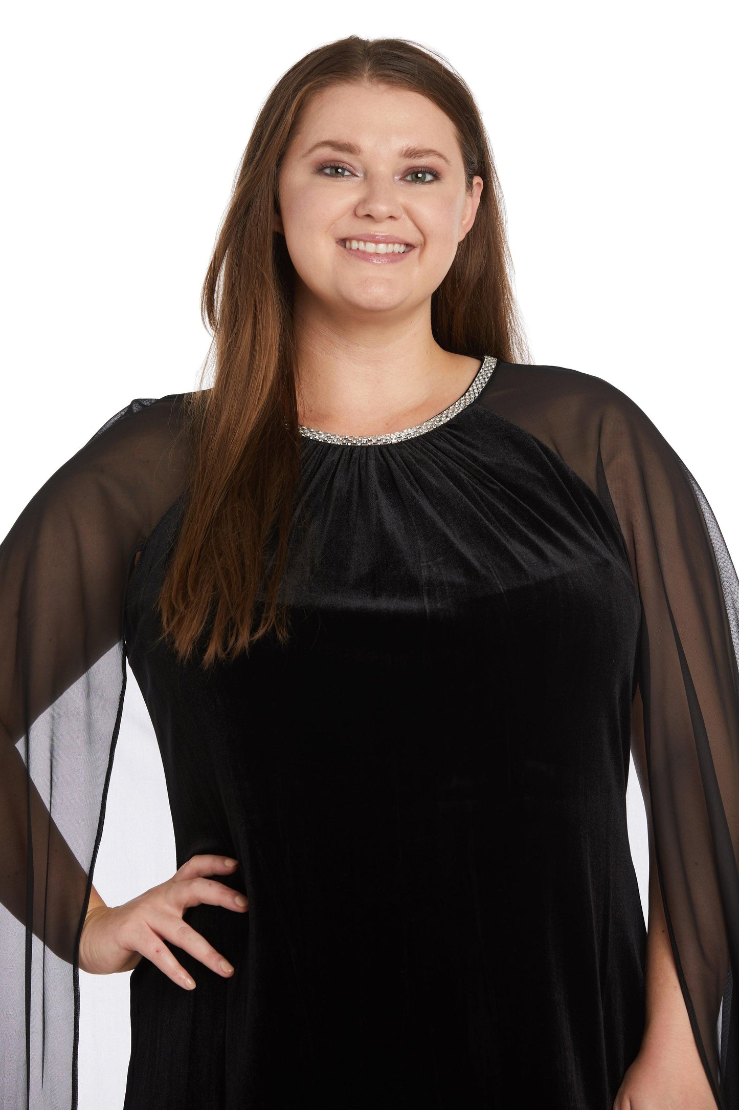 R&M Richards 2641W Short Plus Size Velvet Dress