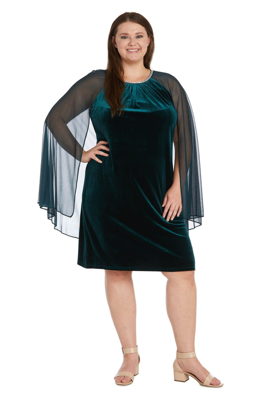 R&M Richards 2641W Short Plus Size Velvet Dress