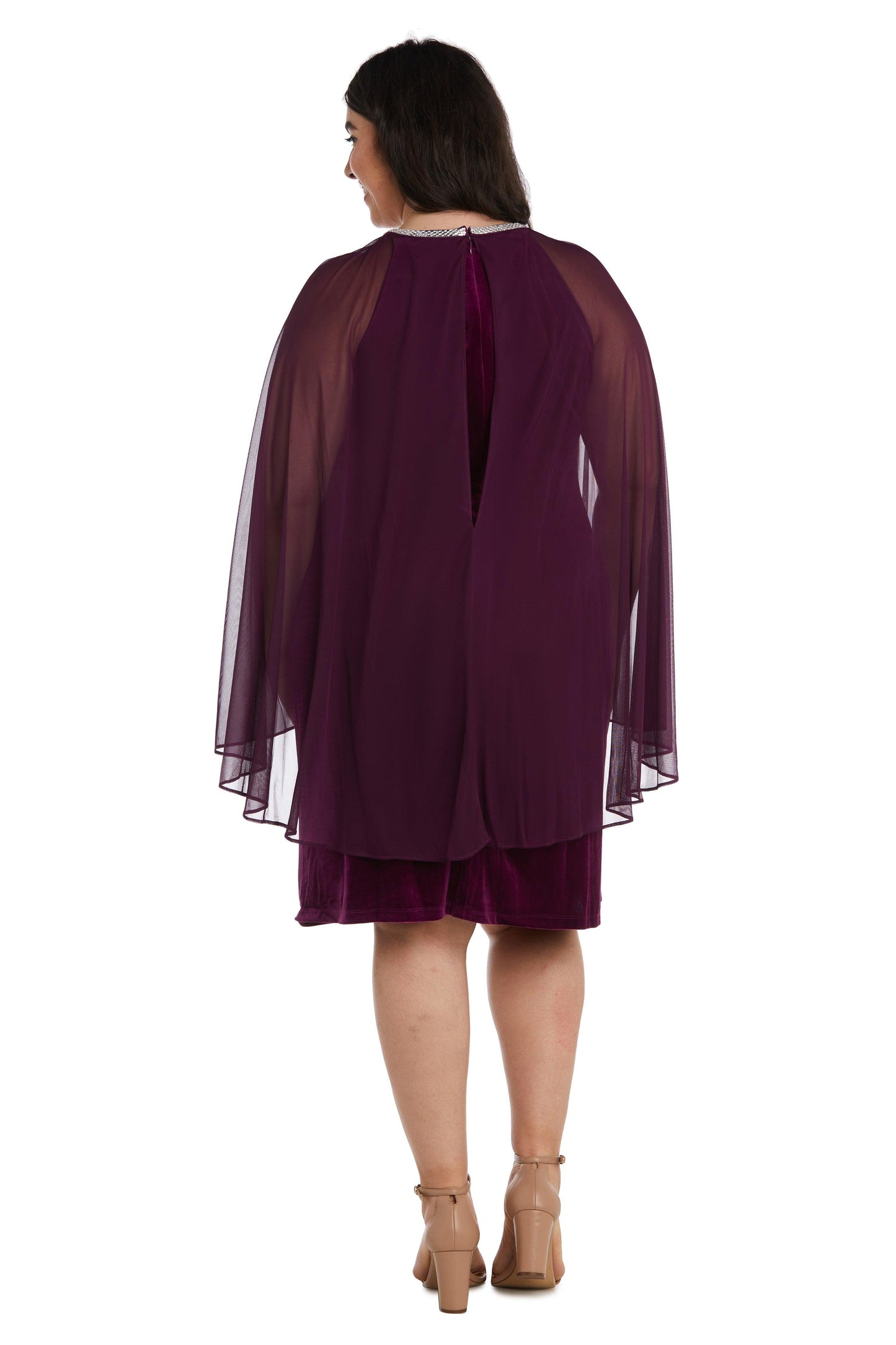 R&M Richards 2641W Short Plus Size Velvet Dress