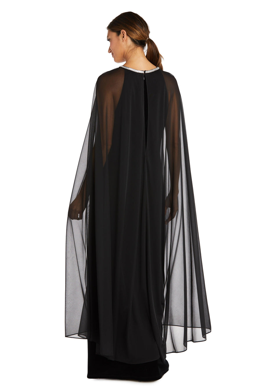 R&M Richards 2642P Long Formal Petite Cape Dress